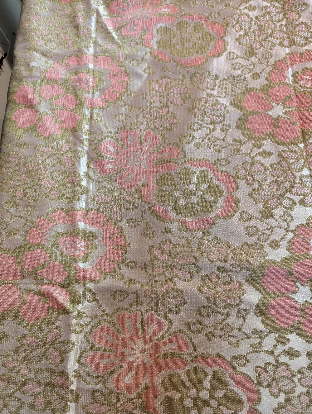 Vintage Pink and Gold Floral Jacquard Fabric
